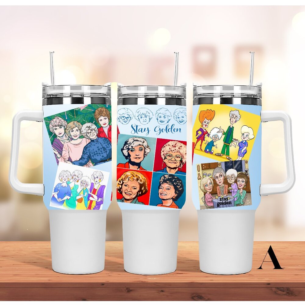 TV Show Golden Girls 40 oz Tumbler/Water bottle/Mug with handle and straw.Birthd - Picture 3 of 8